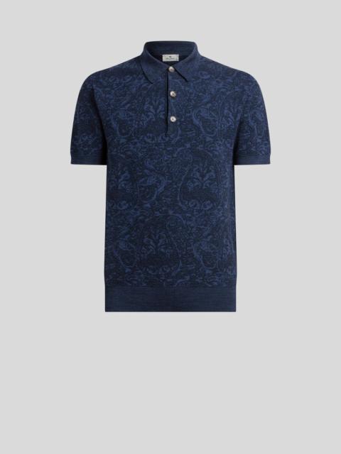 Etro COTTON- AND WOOL-BLEND JACQUARD POLO