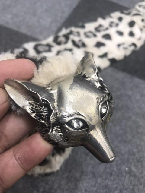 Other Designers Designer - Very Rare Archival MILK Faux Fur Scarf with Wolf Brooch