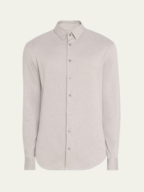 GIORGIO ARMANI Men's Solid Cotton Stretch Sport Shirt