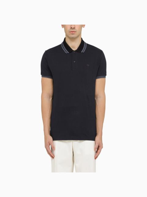 Etro Blue Short Sleeved Polo Shirt With Logo Embroidery