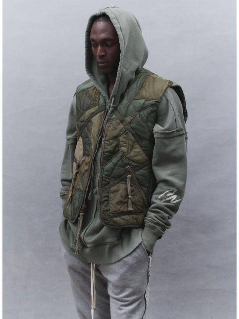 Greg Lauren $1650 Greg Lauren Mixed Army Puffer Zip Vest