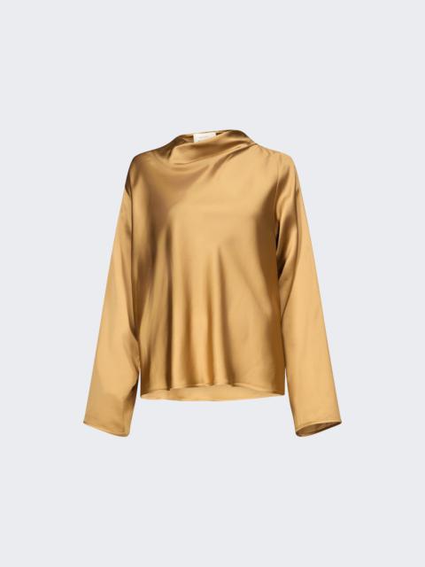 Loulou de Saison Riddy Draped Collar Blouse Ocher