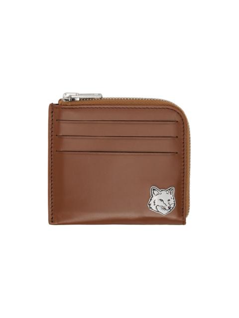 Maison Kitsuné Brown Fox Head Zipped Wallet