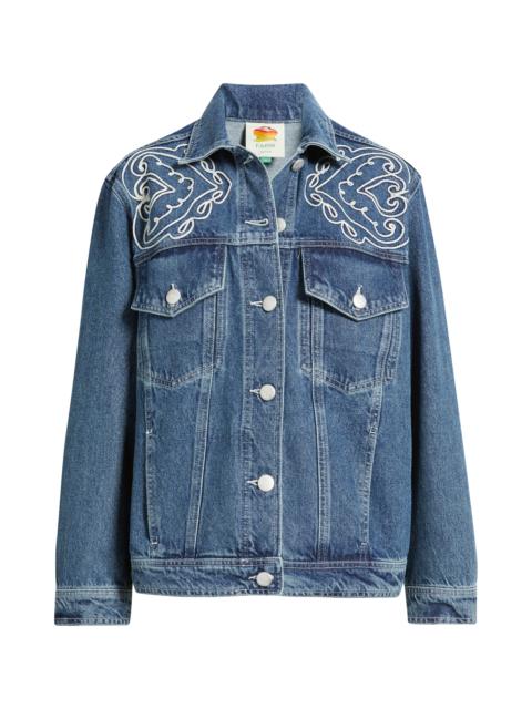 FARM RIO FARM Rio Cornely Embroidered Denim Jacket at Nordstrom