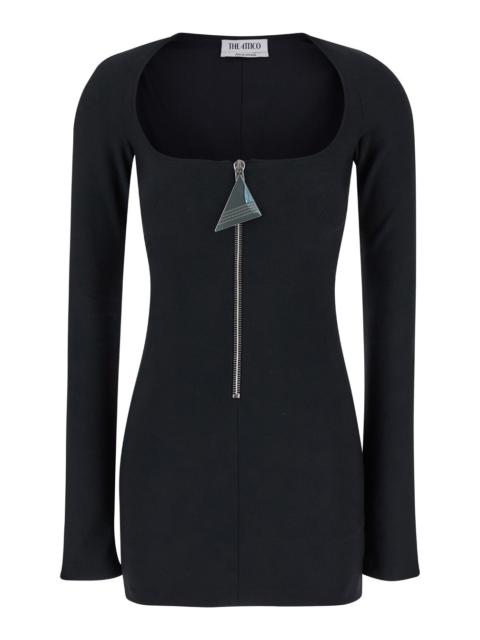 THE ATTICO The Attico Women Mini Black Dress With Branded Zip Puller In Tech Fabric Woman