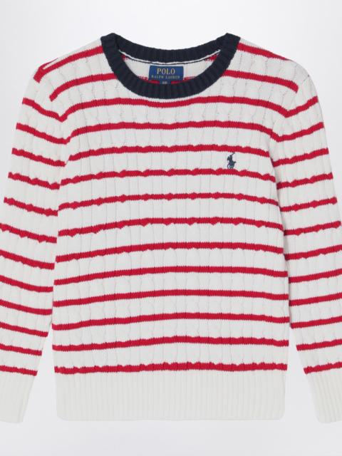 Polo Ralph Lauren White/red striped cable-knit jumper