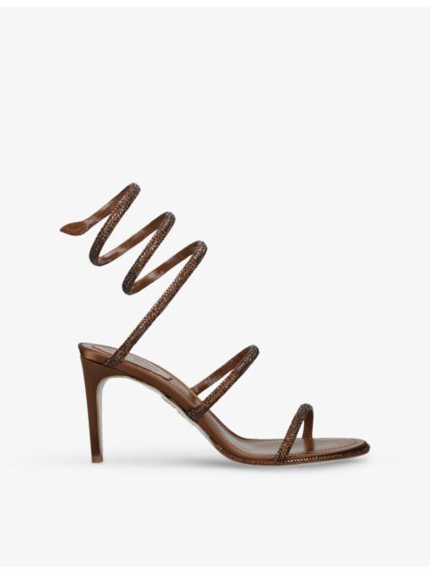 RENE CAOVILLA Cleo 80 Embellished-Satin Heeled Sandals