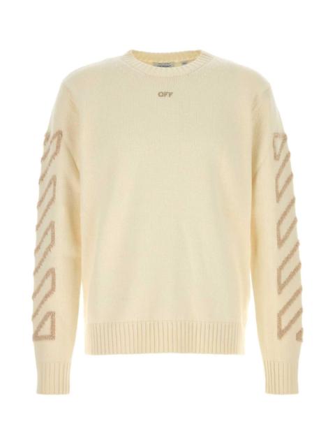 Off-White Off White Men Cream Wool Blend Sweater
