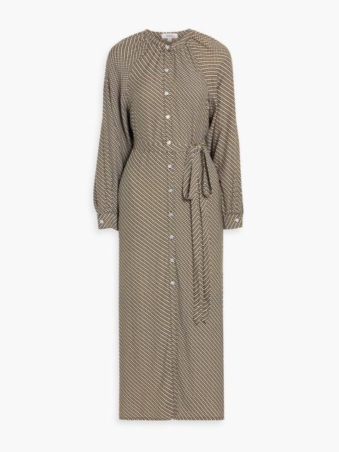 lemlem Makeda belted printed crepe de chine midi dress