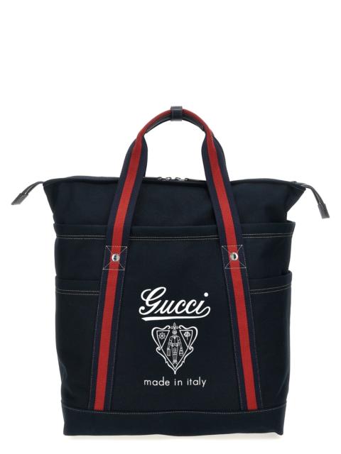 GUCCI Large Coat Of Arms Shopping Tote Bag Blue
