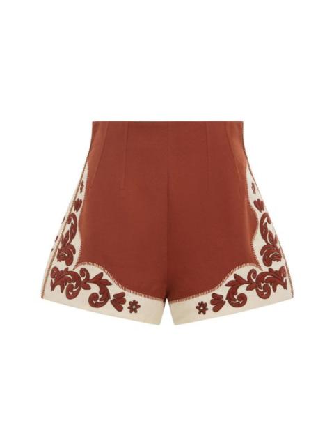 ALÉMAIS Duke Embroidered Short in Rust