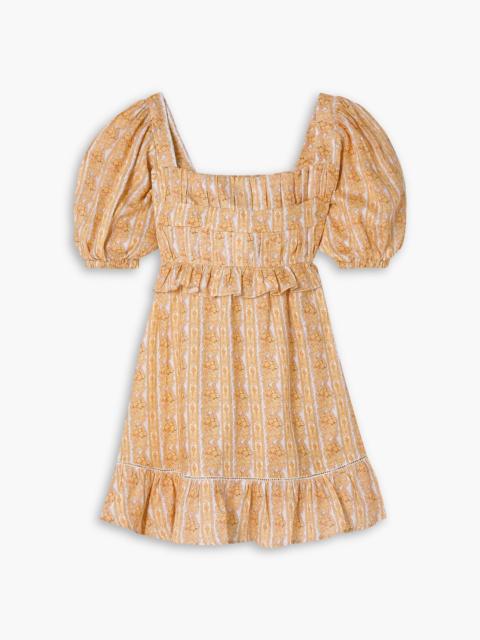 Other Designers Leticia ruffled printed linen mini dress