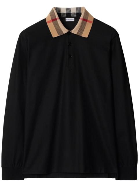 Burberry Burberry Men Check Collar Cotton Polo Shirt
