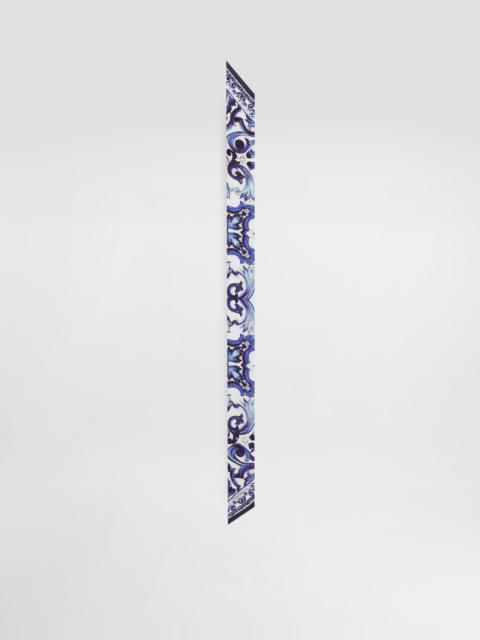 Majolica-print silk twill bandeau