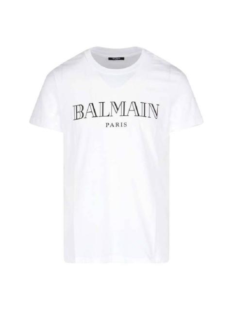 Balmain Balmain Logo Embossed Cotton T Shirt