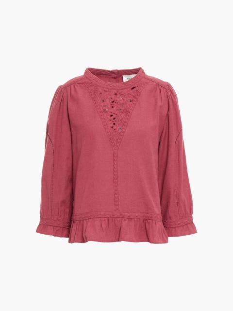 ba&sh Broderie anglaise-trimmed cotton and linen-blend top