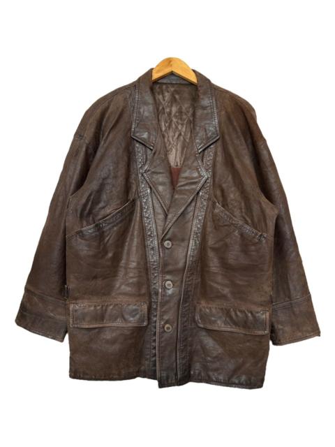 Other Designers Vintage 70s Brown Long Leather Jacket