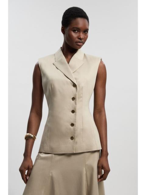 KAREN MILLEN Tailored Linen Corset  Back Detail Button Front Waistcoat