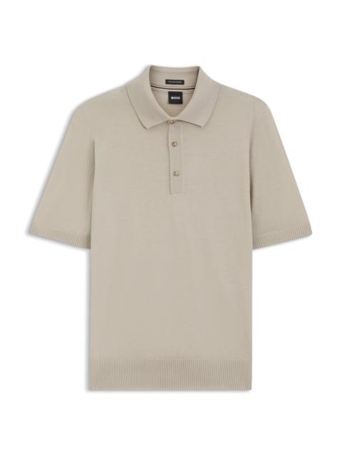 BOSS VIRGIN-WOOL SWEATER WITH POLO COLLAR
