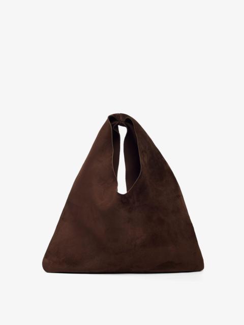 The Row Small Bindle brown suede shoulder bag