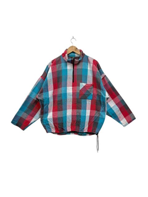 Other Designers Vintage 90s Mambosok Plaid Half Zipper Jacket Boxy