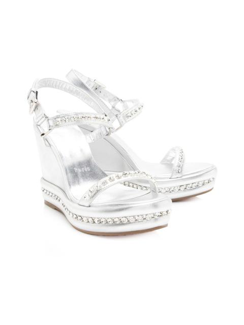 Christian Louboutin Christian Louboutin Women's Leather Metallic Leather Crystal Pyrastrass Wedge Sandal (Authentic Pre-