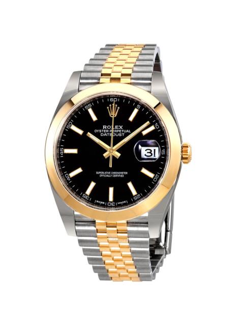 ROLEX Rolex Datejust 41 Black Dial Steel and 18K Yellow Gold Jubilee Bracelet Men's Watch 126303BKSJ