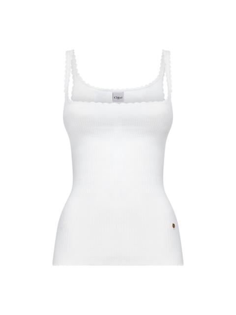 Chloé White tubular cotton fitted tank top