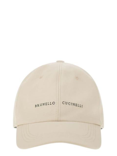 BRUNELLO CUCINELLI COTTON CANVAS BASEBALL CAP WITH EMBROIDERY