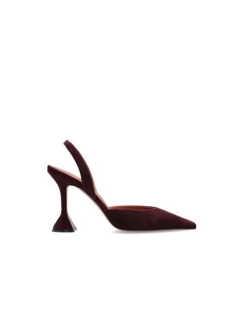Amina Muaddi AMINA MUADDI Holli 95mm Merlot Suede Slingback Pumps New & A