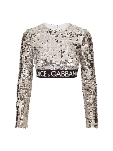 Dolce & Gabbana cropped sequin-embellished top