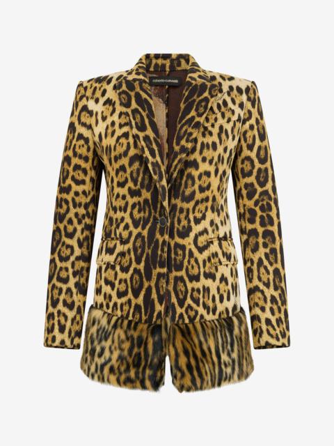 Roberto Cavalli Single-Breasted Blazer With Jaguar Skin Print