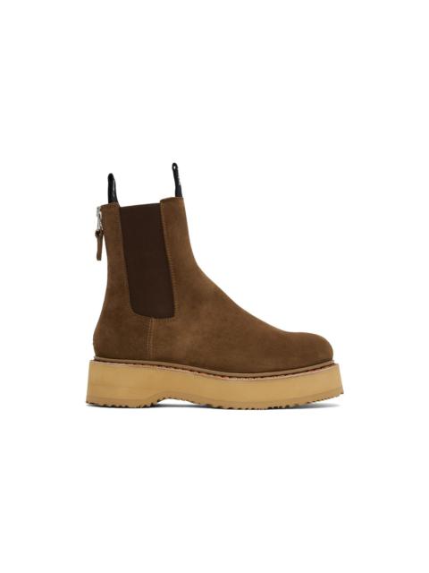 R13 Brown Single Stack Chelsea Boots