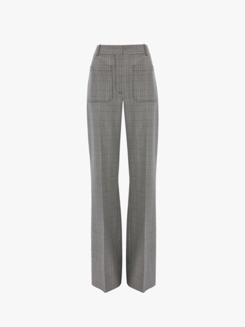 Victoria Beckham Alina Trouser In Blue-Grey Check