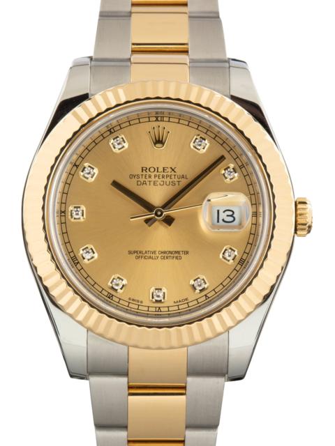 ROLEX Used Rolex Datejust II Champagne Diamond Dial Ref 116333