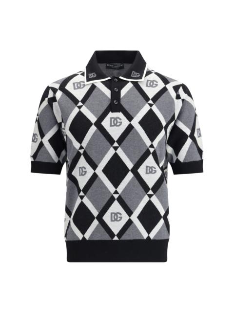 Dolce & Gabbana Dolce & Gabbana Men Diamond Knit Polo Sweater