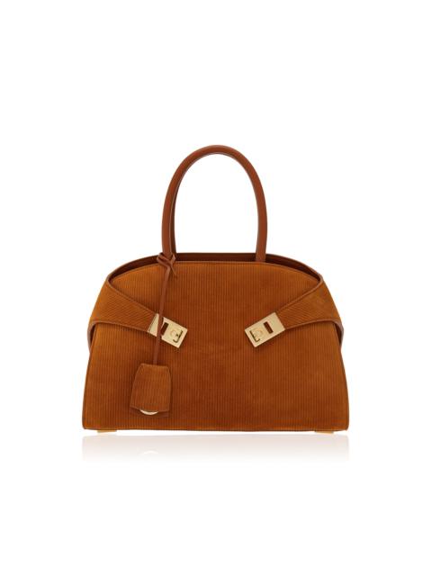 FERRAGAMO Small Hug Leather Top Handle Bag nude