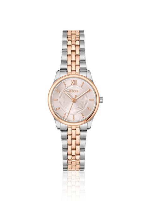 BOSS GRACEFUL TWO-TONE WATCH WITH PINK SUNBURST-PATTERNED DIAL