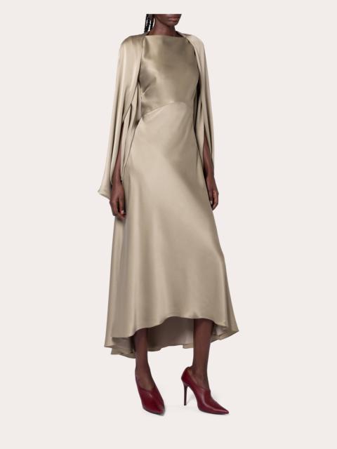 Roksanda Koda Silk Satin Cape-Sleeve Midi Dress