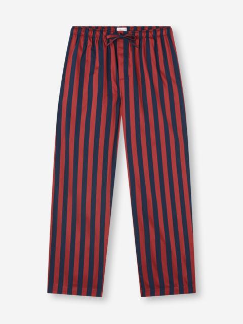 Derek Rose Men's Lounge Pants Royal Cotton Navy Blue & Red Stripe