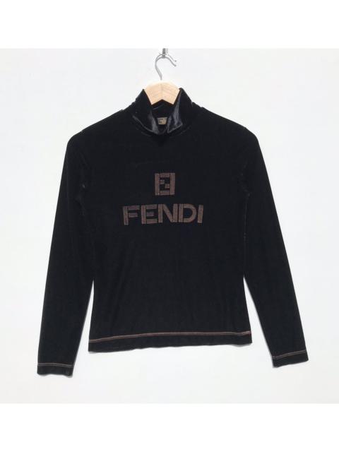 Vintage Fendi Velvet Shirt Spellout Embroidery Fendi Luxury
