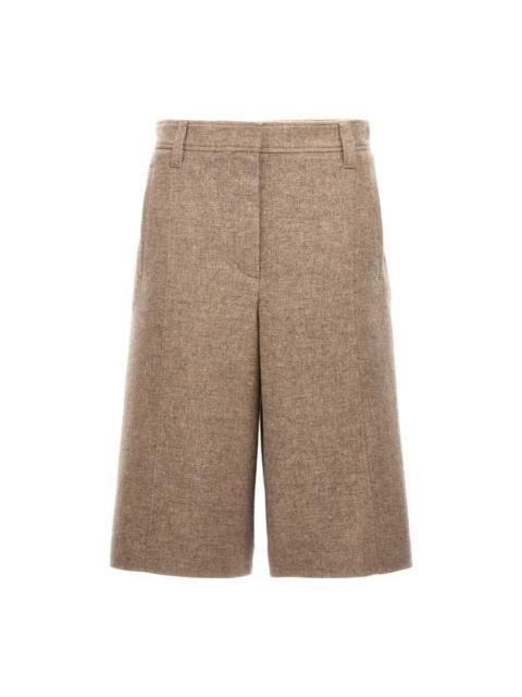 Brunello Cucinelli Brunello Cucinelli Sand Wool Tailored Bermuda Shorts