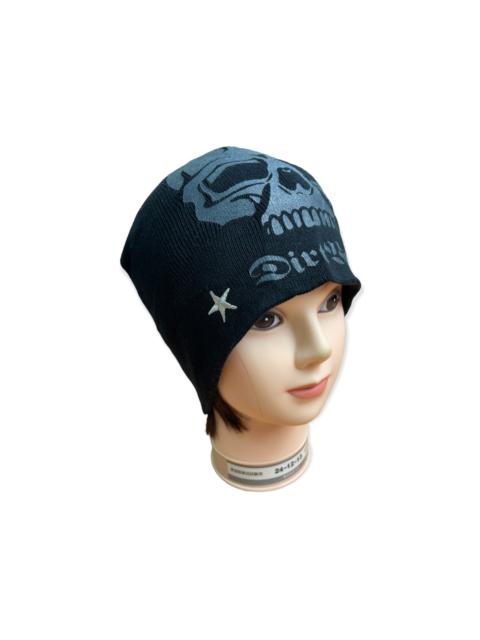 Other Designers Designer - Dirt Bag Big Skull Printed Star Embroidered Beanie Hat b2