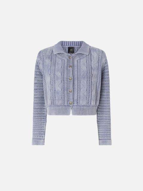 PINKO CROPPED CARDIGAN WITH CHUNKY KNIT AND BRAIDS