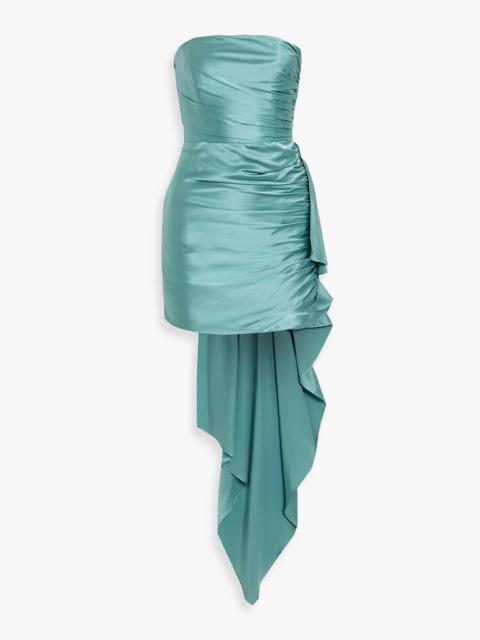 Other Designers Strapless draped silk-satin mini dress