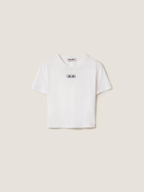 Miu Miu Embroidered cotton jersey T-shirt