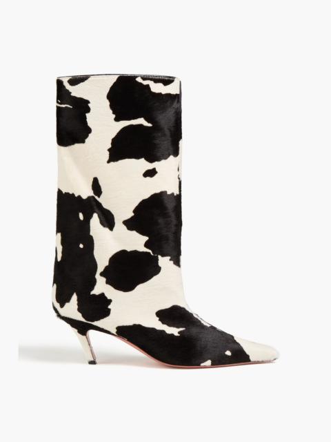 Amina Muaddi Fiona 60 printed calf hair boots