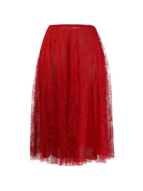 Valentino Valentino Garavani Pleated Chantilly Lace Skirt