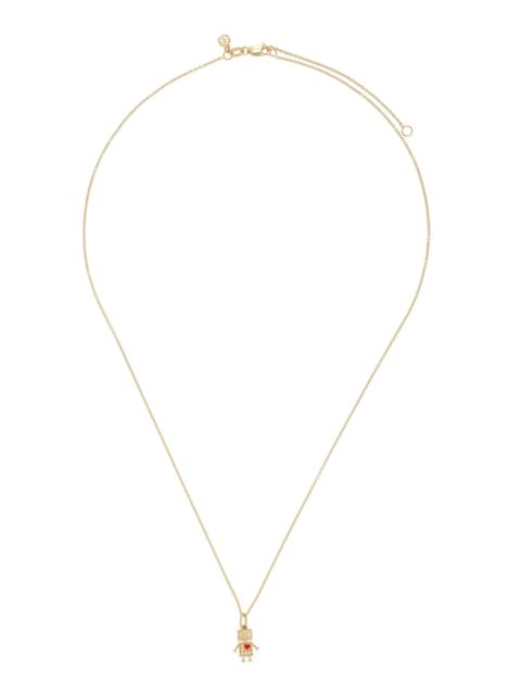 SYDNEY EVAN Baby Robot Charm Tiffany Chain 14K Gold Diamond Necklace gold