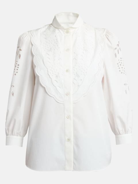 Valentino Broderie Anglaise Poplin Button-Down Shirt
